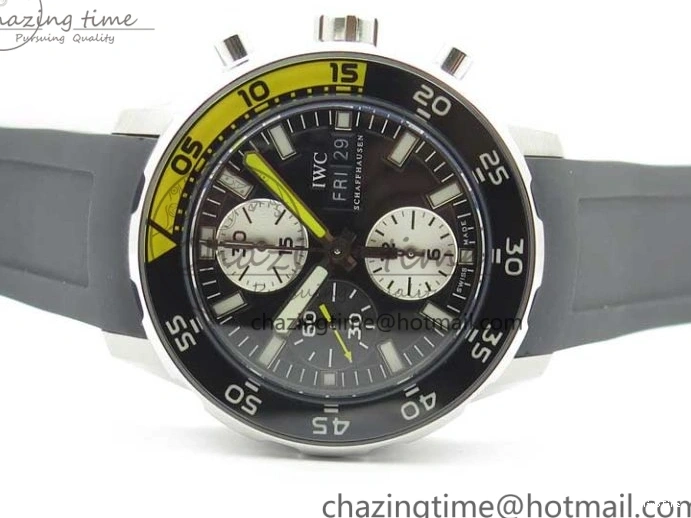 MIROTIME 0216 Aquatimer Chrono IW376702 SS BLS 1:1 Best Edition Black Dial on Black Rubber Strap A WellDesigned 7105